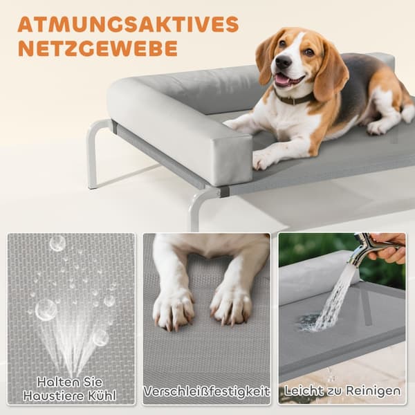 SONNENH Hundeseng, Polyester, Lysegrå, 110 × 75 × 30 cm