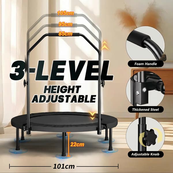 SONNENH 101cm Taitto Trampoliini Kahvalla - Standard Spring - Musta