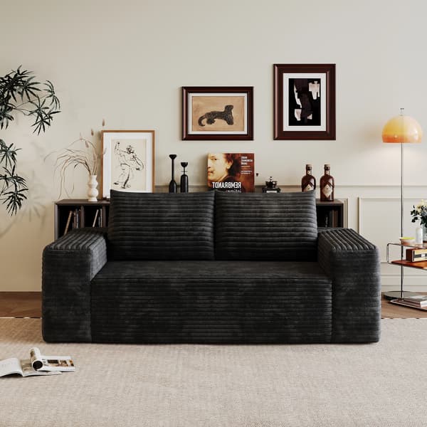 SONNENH 2-sitssoffa, Tyg, Svart, 180 × 90 × 83 cm