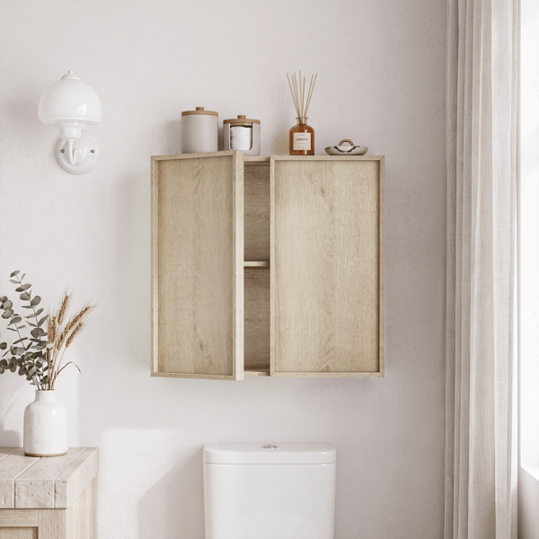 SONNENH Opbevaringsskab, MDF / Spånplade, Eg, 60 × 21,6 × 58 cm