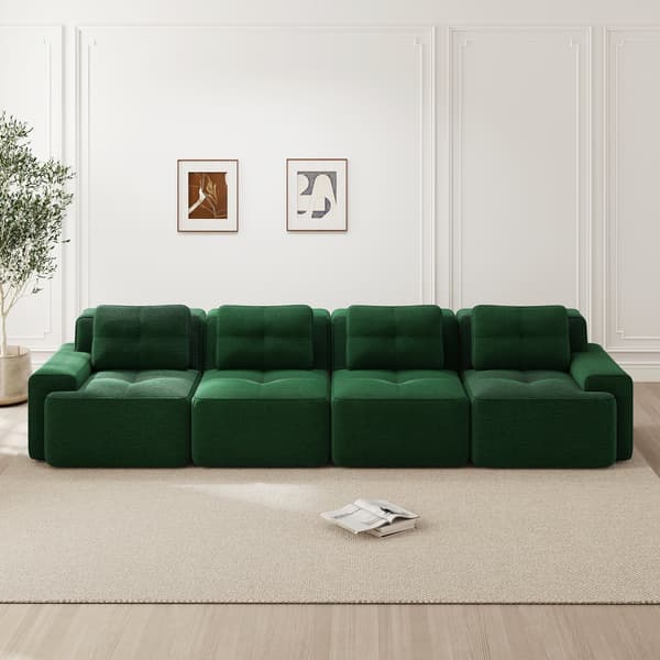 SONNENH Boneless Sofas för vardagsrum, Modular Sofa, 4 Seater Comfortable Upholstered Deep Seat Corduroy Cloud Sofa, Montering Gratis Soffa