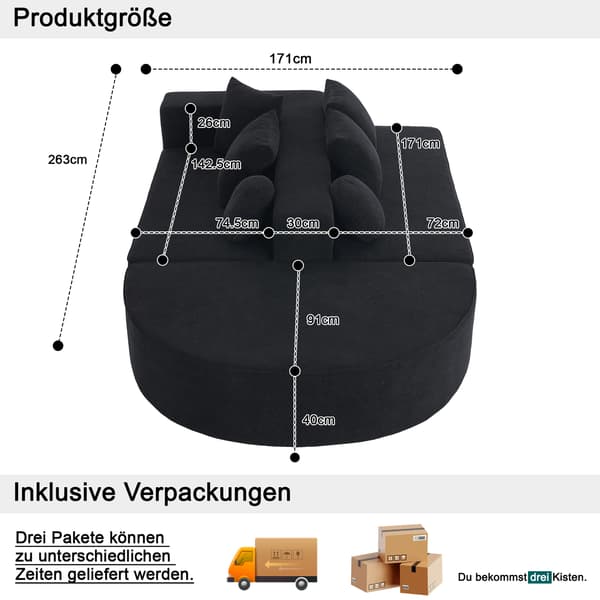 SONNENH Helt komprimerad benlös soffa, vardagsrum/sovrum med segmenterad molnsoffa, modern modulsoffa, ingen montering, bekvämt hudvänligt chenilletyg