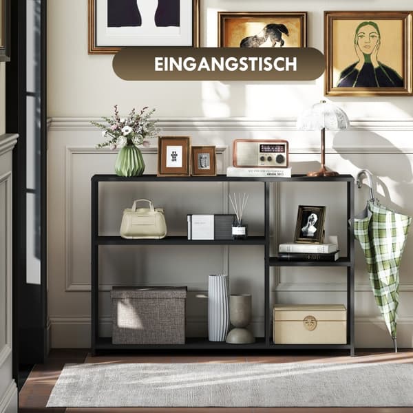 SONNENH Konsolbord, Stål, Svart, 110 × 30 × 75 cm