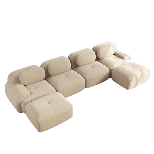SONNENH Modulär U-formad soffa utan montering, soffram utan ram, andningsbart kordtygsfabric, 32D högelastisk stoppning, extra breda armstöd