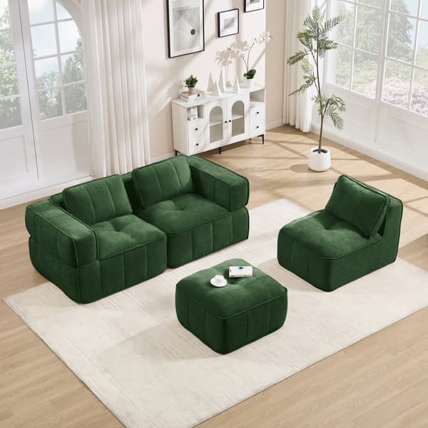 SONNENH 3-sitssoffa, Polyester, Grön, 271 × 162 × 67 cm