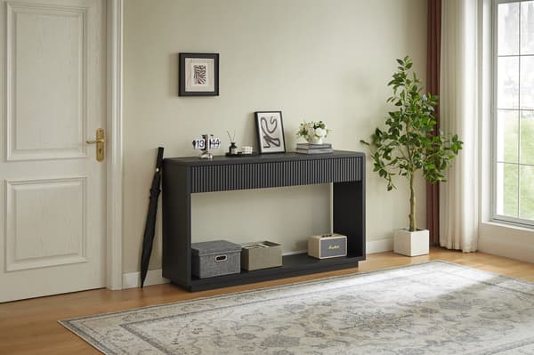 SONNENH Konsolbord, Spånplade, Sort, 150 × 35 × 85 cm