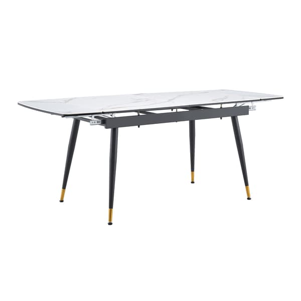 SONNENH Matbord, Sintrad sten, Vit, 200 × 80 × 76 cm