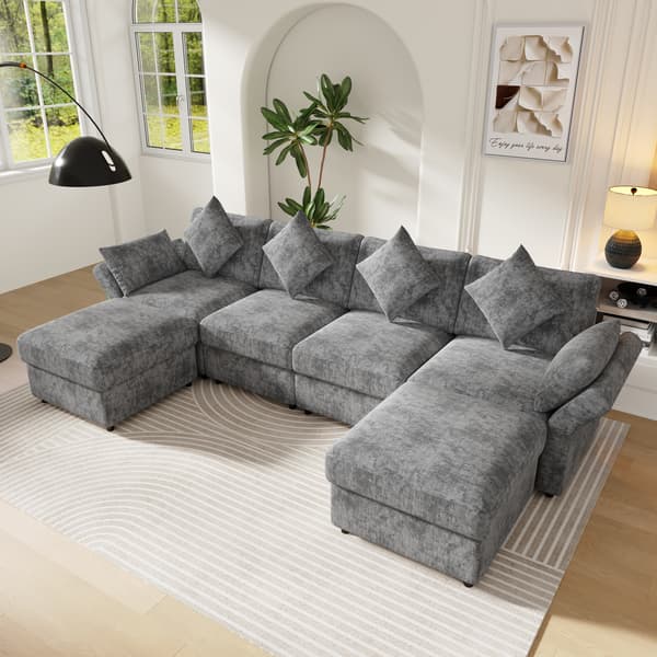 SONNENH Hjørnesofa, Chenille, Grå, 284 × 156,5 × 86 cm