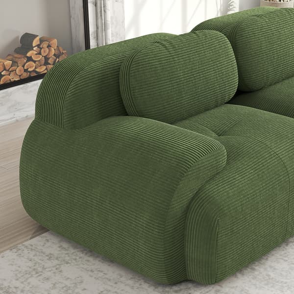 SONNENH Modulært U-sofa uden samling, rammefri sofa, åndbart kordfløjsstof, 32D højelastisk polstring, ekstra brede armlæn