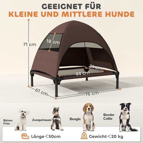SONNENH Hundeseng, Polyester, Kaffebrun, 76 × 61 × 71 cm