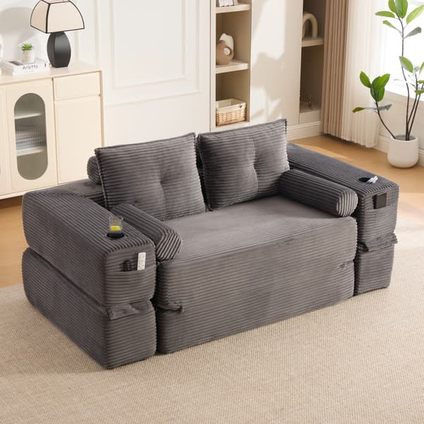 SONNENH Sofa, Fløjl, Mørkegrå, 180 × 98 × 80 cm