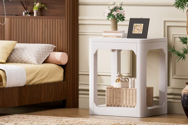 SONNENH Sidebord – sæt med 2, MDF, Hvid, 50 × 40 × 60 cm