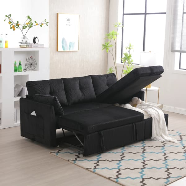 SONNENH Bäddsoffa, Manchester, Svart, 206 × 108 × 66 cm