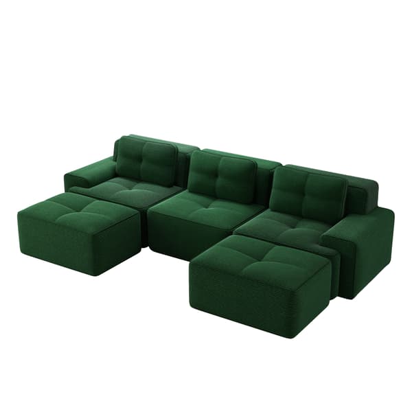 SONNENH Cloud Modular Sofa Boneless U Shaped Sofa, Modular Sofa med Ottoman, Modular Cloud Sofa, 3 Sæder Corduroy Cloud Sofa til levende værelse