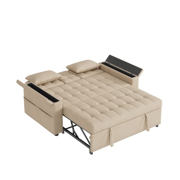 SONNENH Bäddsoffa, Linnelook, Beige, 159 × 142,5 × 92 cm