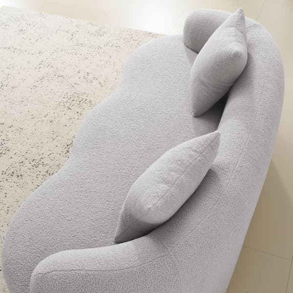 SONNENH Ljusgrå böjd dubbelssoffa, runda armstöd, kompressionssoffa med 2 kuddar, beige sovrumsoffa, ingen montering krävs