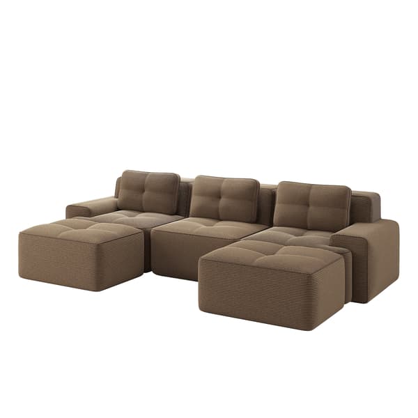 SONNENH Cloud Modular Sofa Boneless U Shaped Sofa, Modular Sofa med Ottoman, Modular Cloud Sofa, 3 Seater Corduroy Cloud Sofa för vardagsrum
