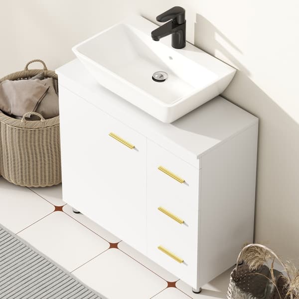 SONNENH Badrumsunderskåp, 3-våningsdesign, MDF, spånskiva, vit