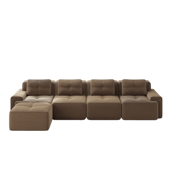 SONNENH Boneless Sofas för vardagsrum, modulär soffa med L-formad Chaise Longue, 4 Seater Comfortable Upholstered Deep Seat Corduroy Cloud Sofa