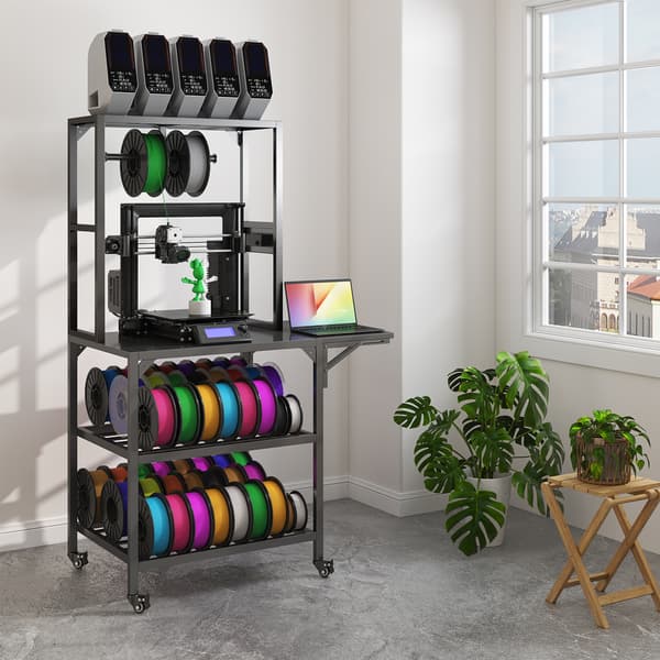 SONNENH 3D-printer stativ, robust 3D-printer skrivebordstativ med filamenthylde, T-formet spoleholder med ruller