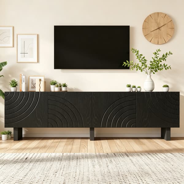 SONNENH TV-bord, Spånplade, Sort, 180 × 40 × 55 cm