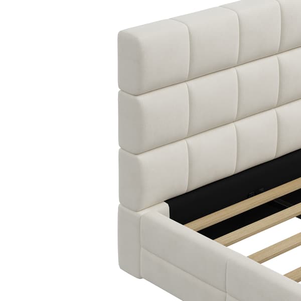 SONNENH 180x200 Upholstered Platform Bed, Beige