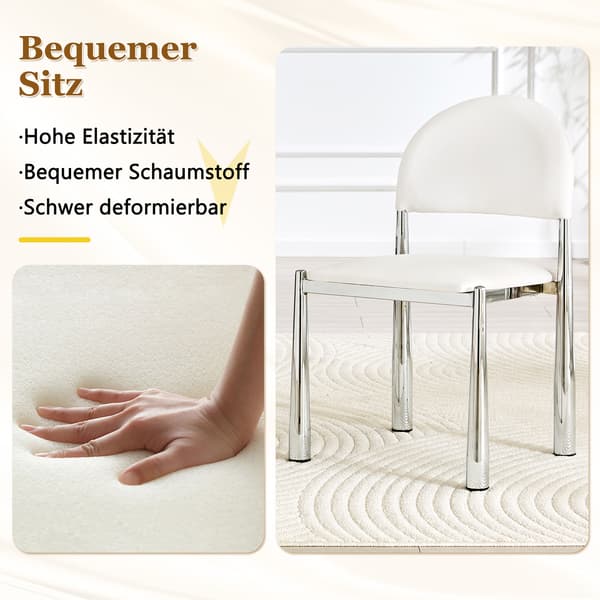 SONNENH Spisestuestol – sæt med 2, PU, Hvid, 45 × 48 × 80 cm
