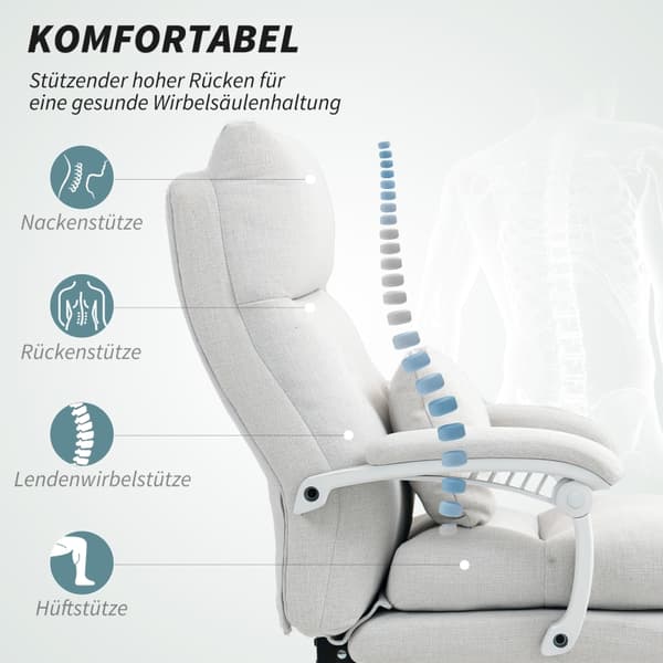 SONNENH Kontorstol, Polyester, Cremehvid, 70 × 68 × 122 cm