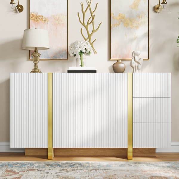 SONNENH Skænk, MDF / Spånplade, Hvid, 140 × 36 × 75 cm