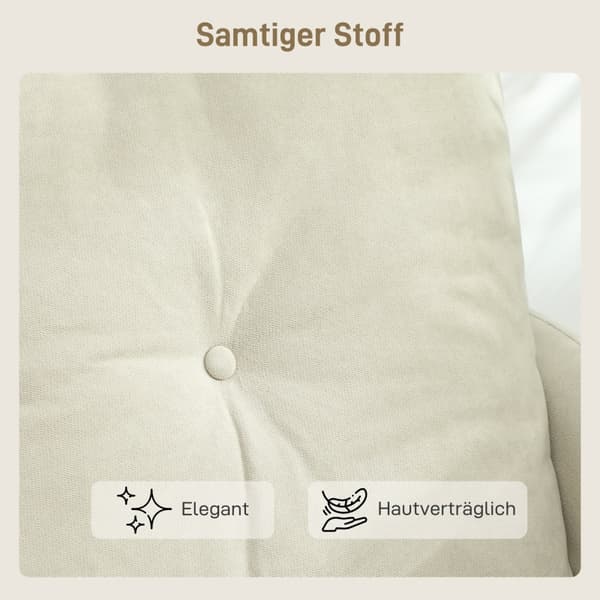 SONNENH 2-sits soffa med skumstoppning och tygöverdrag för vardagsrummet Sovrum Metallram Krämvit