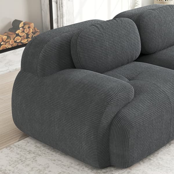 SONNENH Modulär U-soffa utan montering, ram lös soffa, andningsbar kordflor-tyg, 32D högelastisk stoppning, extra breda armstöd