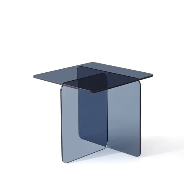 SONNENH Tempered Grey Bent Glass Side Table, Transparent End Table, Sofa Table