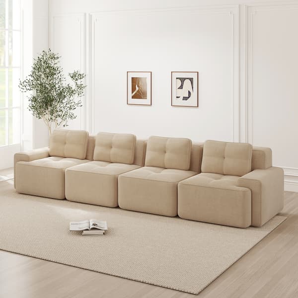 SONNENH Boneless Sofas för vardagsrum, Modular Sofa, 4 Seater Comfortable Upholstered Deep Seat Corduroy Cloud Sofa, Montering Gratis Soffa