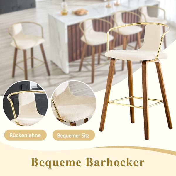 SONNENH Barstol – set med 2, Trä, Vit, 54,7 × 44 × 88 cm