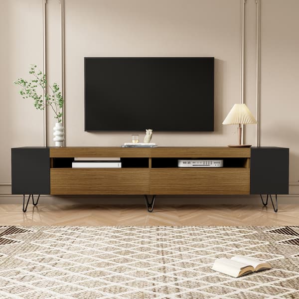 SONNENH Moderne tv-skab, sort og træ look - længde 180 cm