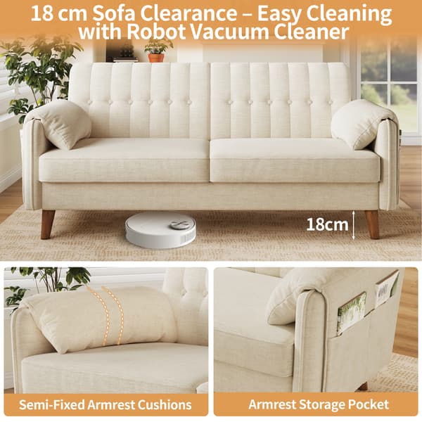 SONNENH 2-sitssoffa, Chenille, Beige, 161,5 × 79 × 83,5 cm