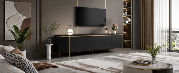 SONNENH TV-bord, MDF, Sort, 180 × 38 × 46 cm