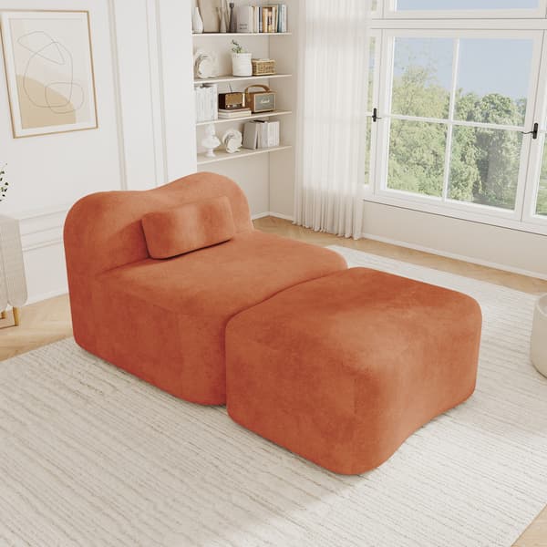 SONNENH Sofa, Velour, Orange, 96 × 167 × 70 cm