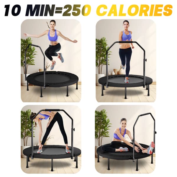 SONNENH 101cm Taitto Trampoliini Kahvalla - Standard Spring - Musta