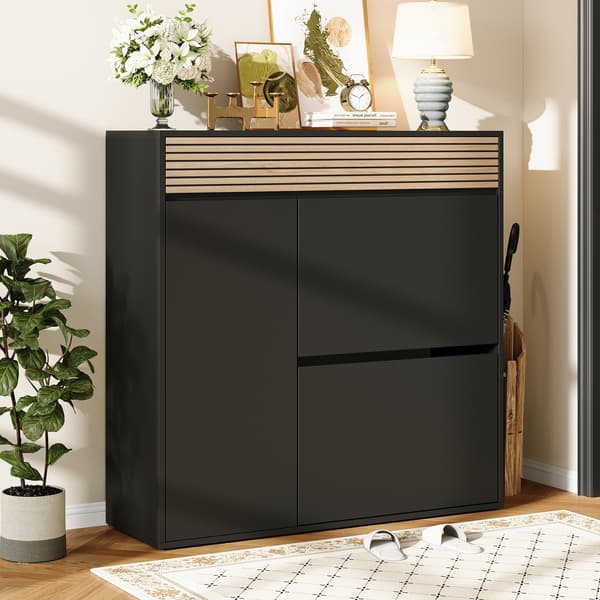 SONNENH Kenkäkaappi, MDF / Lastulevy, Musta / Luonnonväri, 100 × 35 × 105 cm
