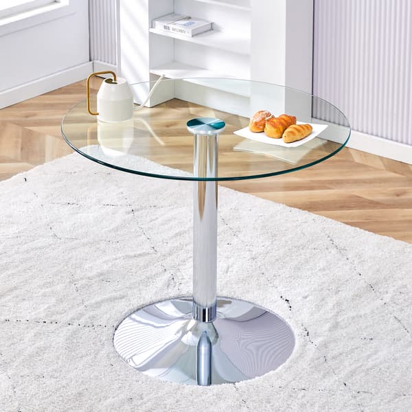 SONNENH Matbord, Glas / Metall, Silverfärgad, 85 × 85 × 76 cm