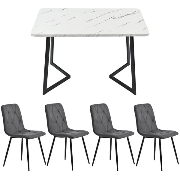SONNENH Dining set, (Set, 117 × 68cm matbord med 4 stolar), Rectangular matbord Modern köksbord, Dining stol mörkgrå twill linne köksstol