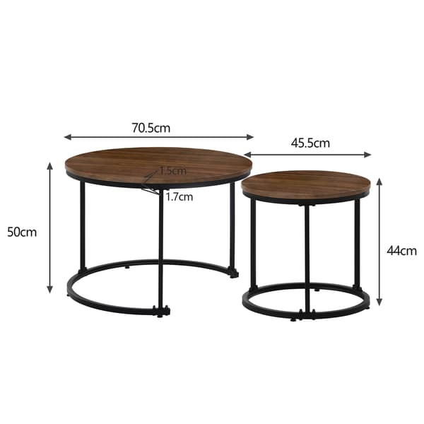 SONNENH Runde kaffe bord 2-stykke sæt levende værelse Runde nested side bord 2 Runde side borde