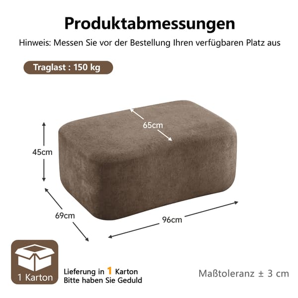 SONNENH Ottoman Fløjl-Brun