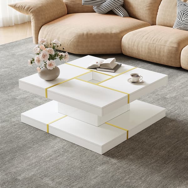 SONNENH Sofabord, Spånplade, Hvid, 80 × 80 × 38 cm