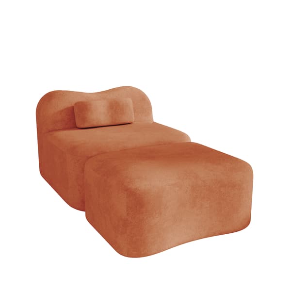 SONNENH Sofa, Velour, Orange, 96 × 167 × 70 cm