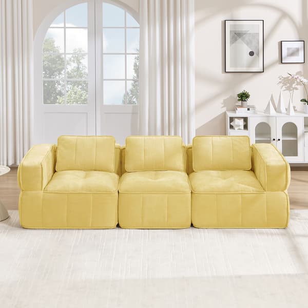 SONNENH 3-personers sofa, Polyester, Gul, 271 × 93 × 67 cm