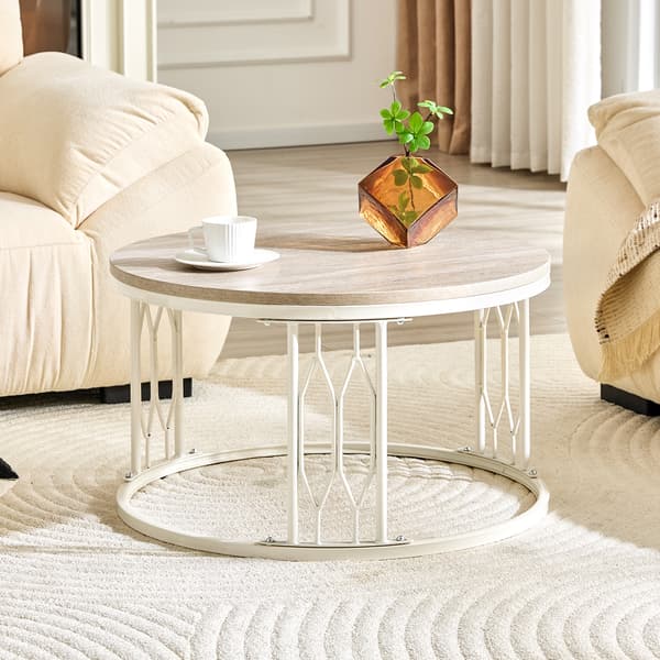 SONNENH Soffbord, MDF / Metall, Vit, 70 × 70 × 40,5 cm