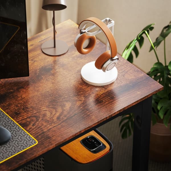 SONNENH Skrivebord, Computer Desk, Rustik Design, Masser af plads, Chipboard, Brown
