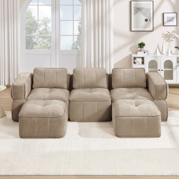 SONNENH 3-sitssoffa, Polyester, Sandfärgad, 271 × 162 × 67 cm